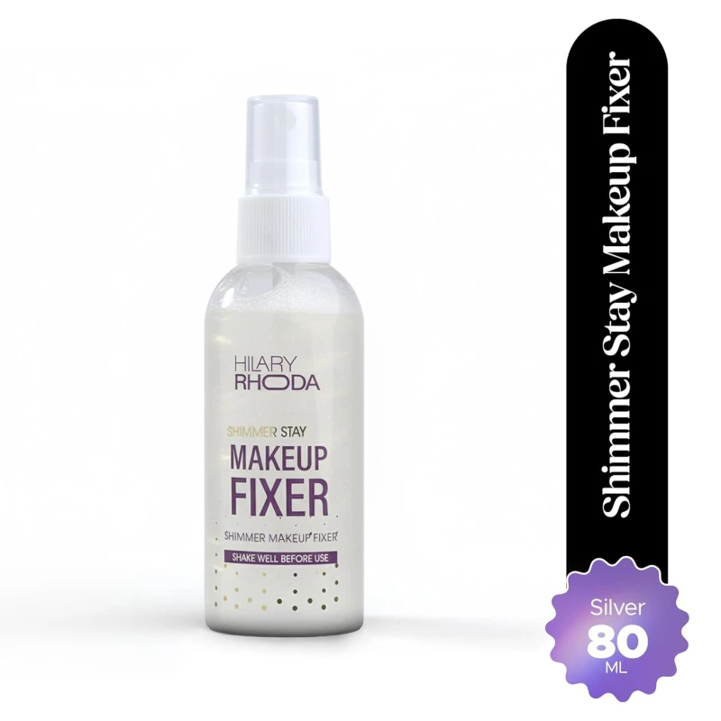 Hilary Rhoda Shimmer Stay Makeup Fixer | Infused with Aloe Vera | Cruelty-Free & Vegan | Keeps Makeup Intact | Hydrates, Soothes & Refreshes Skin - 80ml (Silver - Shade 03) - Thumbnail 2